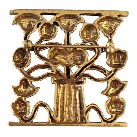 Metropolitan Museum of Art Gold Tone Corbel Flower Tree of Life Pin Brooch, M601 - Picture 6 of 10